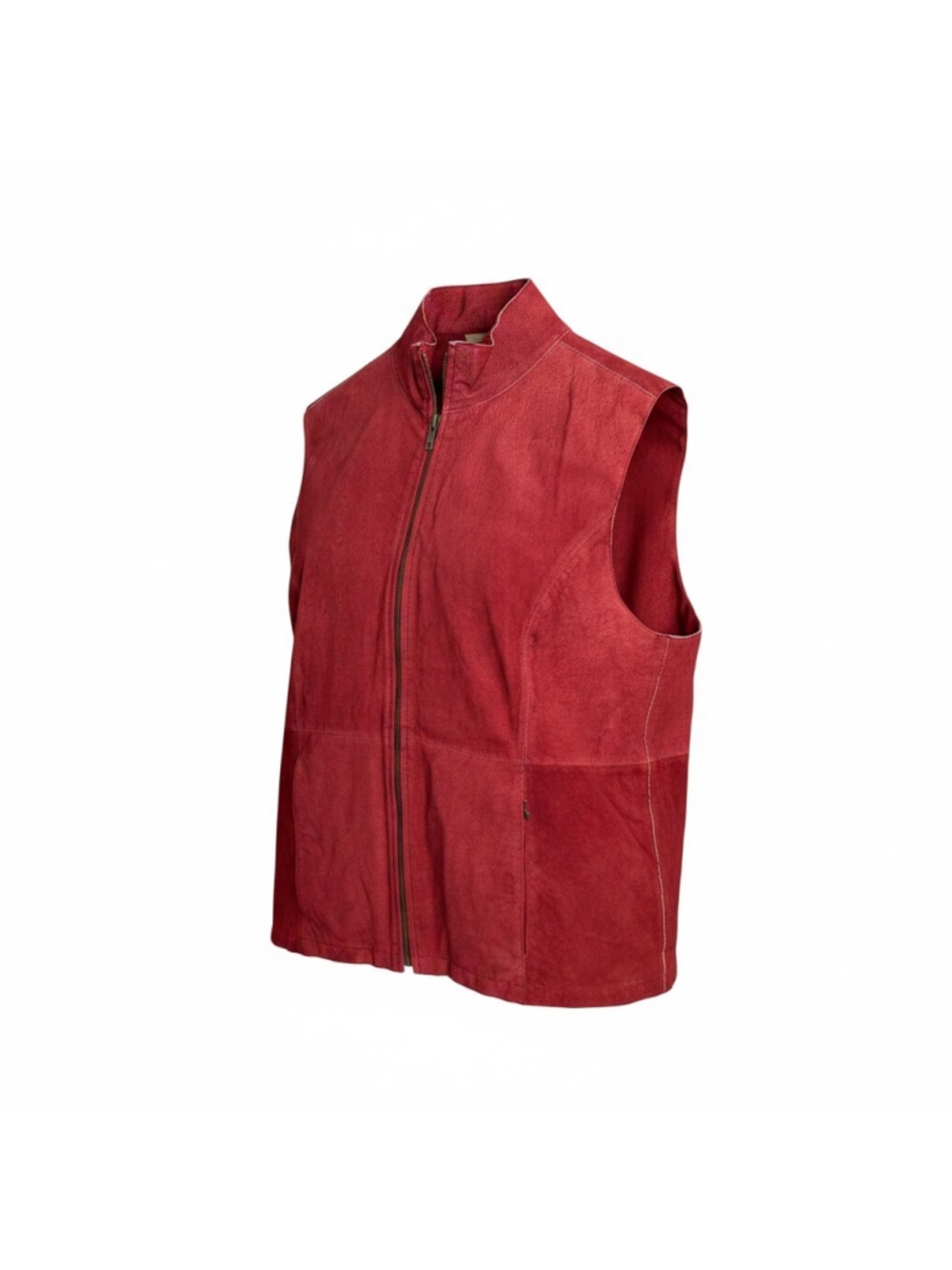 Ruff Hewn Red Genuine Leather Zip Front Vest Women’s Large Lightweight Moto